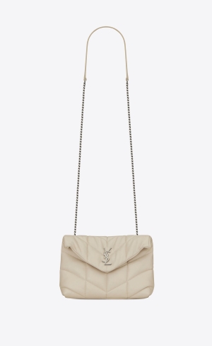 YSL Puffer Toy Bag In Quiltad Lambskin Blanc Vintage | YQA230897