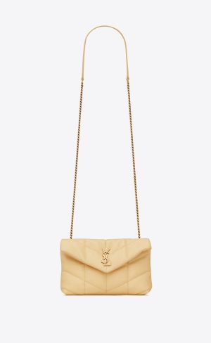 YSL Puffer Toy Bag In Quiltad Lambskin Ljusgula | UHS639810