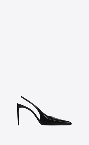 YSL Pulp Slingback Pumps In Lack Läder Svarta | EXN012647