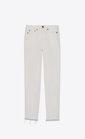 YSL Raw-edge Carrot-fit Jeans Chalk | EVF619847