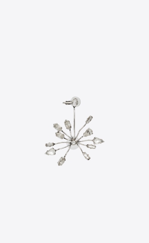 YSL Rhinestone Blossom Earring In Metal Silver | CJG523897