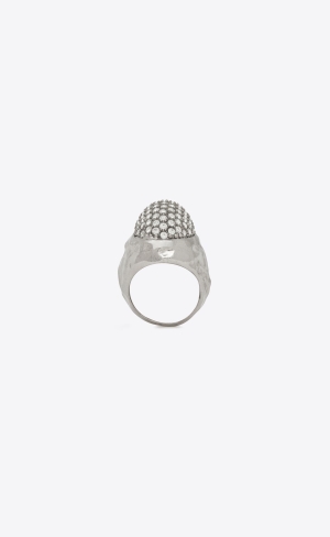 YSL Rhinestone Egg Ring In Metal Silver | AZO942735