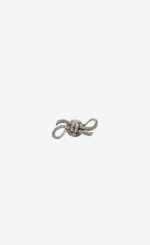 YSL Rhinestone Knot Pin In Metal Silver | KBG519783