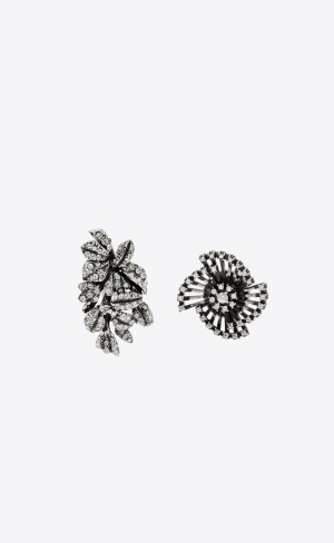 YSL Rhinestone Mini-brooch And Pin In Metal Silver | VUO160234