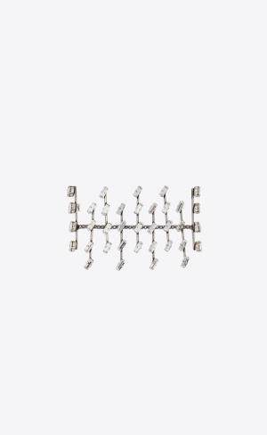 YSL Rhinestone Ranks Bracelet In Metal Silver | FEW938471