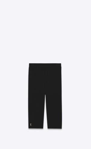 YSL Rider Korta In Räfflad Knit Svarta | DBG739408
