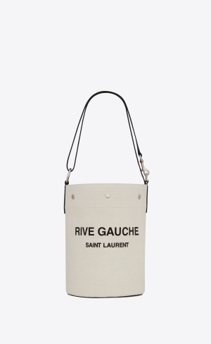 YSL Rive Gauche Bucket Bag In Linen Vita Beige | IBS712390