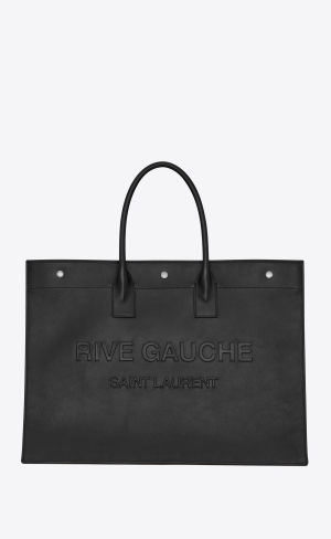 YSL Rive Gauche Large Tote Bag In Smooth Läder Svarta | XHC253184