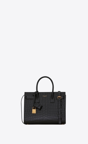 YSL Sac De Jour Baby In Crocodile-embossed Matte Läder Svarta | SLK082573