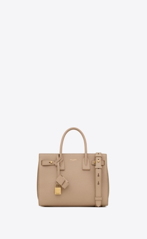 YSL Sac De Jour Supple Baby In Grained Läder Mörkbeige | LEX370591
