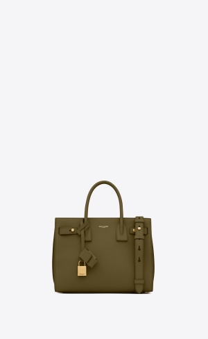 YSL Sac De Jour Supple Baby In Grained Läder Olivgröna Gröna | NKP521760