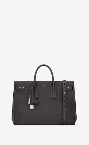 YSL Sac De Jour Thin Large In Grained Läder Storm | ALD683795