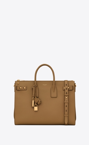 YSL Sac De Jour Thin Large In Grained Läder Old Oil | BIH304986