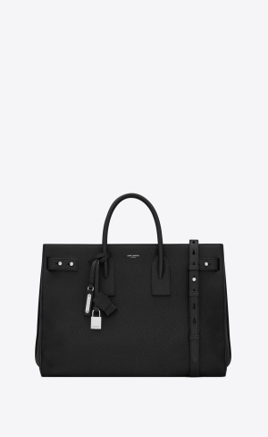 YSL Sac De Jour Thin Large In Grained Läder Svarta | GNH654170