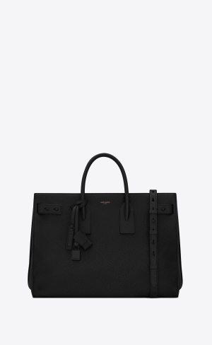 YSL Sac De Jour Thin Large In Grained Läder Svarta | IHW301945