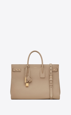 YSL Sac De Jour Thin Large In Grained Läder Grå | LUF783042