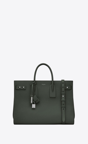 YSL Sac De Jour Thin Large In Grained Läder Mörkgröna | NHS170549