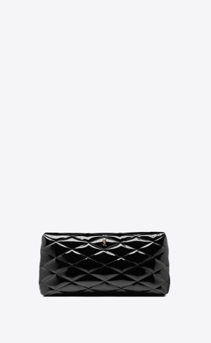 YSL Sade Large Clutch In Lack Canvas Svarta | DUZ569037