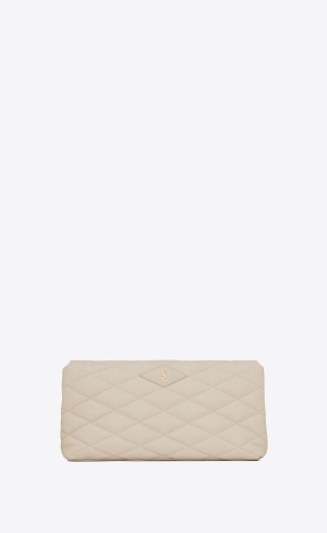 YSL Sade Large Clutch In Lambskin Blanc Vintage | OSW628713