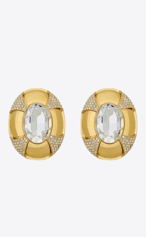 YSL Saharienne Earrings In Metal And Rhinestones Guld | GNV028675
