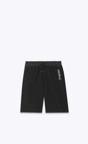 YSL Saint Laurent Bermuda In Fleece Noir Et Naturel | WZE371652