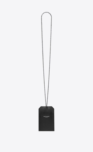 YSL Saint Laurent Card Case With Chain In Smooth Läder Svarta | INK361052