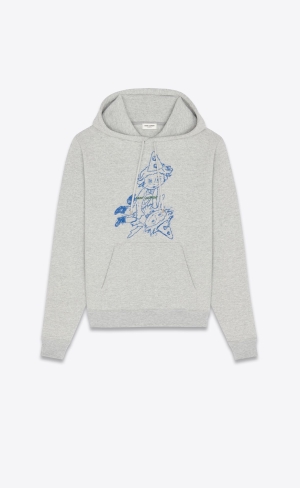 YSL Saint Laurent Clown Hoodie Gris Chine, Bleu Et Vert | XNS208364