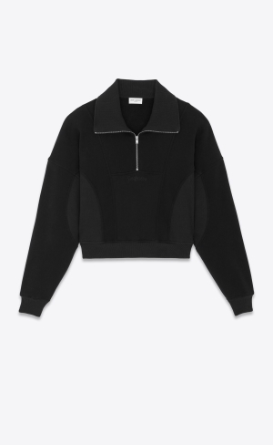 YSL Saint Laurent Cropped Sweatshirt Svarta | CQO054839