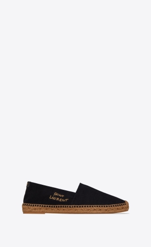 YSL Saint Laurent Embroidered Espadrilles In Canvas Svarta | GJF425193