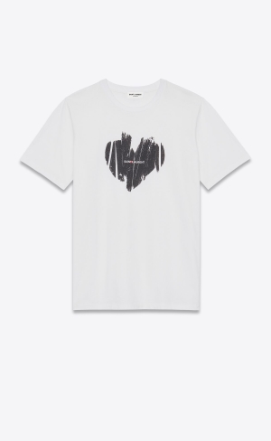 YSL Saint Laurent Heart T-shirt Beige | RTJ345927