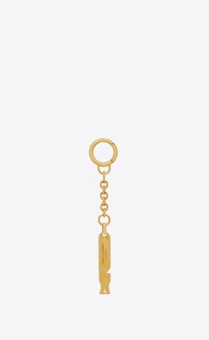 YSL Saint Laurent Metal Whistle Keyring Guld | ESJ267395