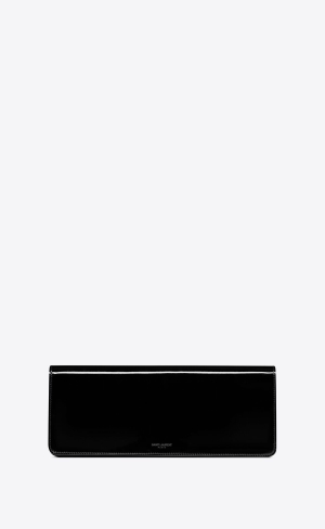 YSL Saint Laurent Paris Baguette Pouch In Lack Läder Svarta | PDS179053
