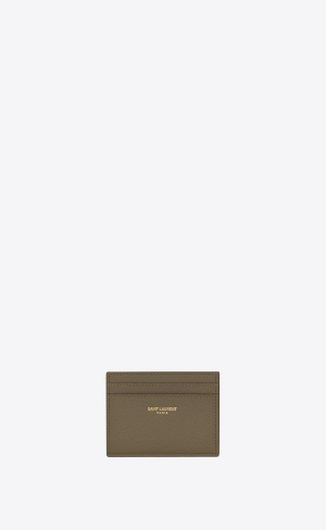 YSL Saint Laurent Paris Card Case In Grain De Poudre Embossed Läder Ljus | VYM768214