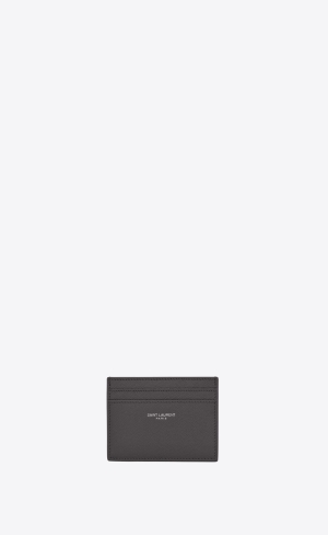YSL Saint Laurent Paris Credit Card Case In Grain De Poudre-embossed Läder Storm | GAT971035
