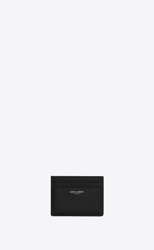 YSL Saint Laurent Paris Credit Card Case In Grain De Poudre Embossed Läder Svarta | HNM108367