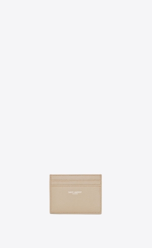 YSL Saint Laurent Paris Credit Card Case In Grain De Poudre Embossed Läder Ljusblå | ZPE941627