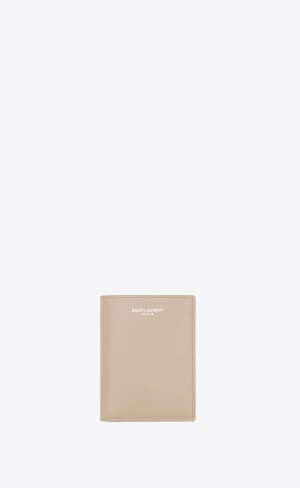 YSL Saint Laurent Paris Credit Card Wallet In Grain De Poudre Embossed Läder Ljusblå | GPY273189