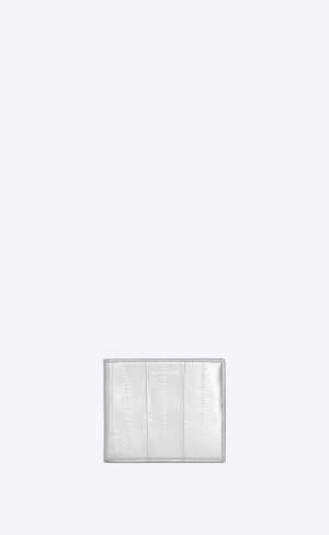 YSL Saint Laurent Paris East/West Wallet In Eel Silver | OEH437619