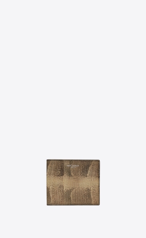 YSL Saint Laurent Paris East/West Wallet In Lizard Embossed Läder Beige | OZL451963