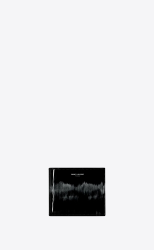 YSL Saint Laurent Paris East/West Wallet In Brushed Lack Läder Svarta Vita | XYR179423