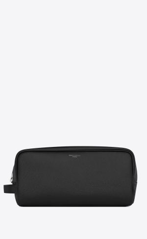 YSL Saint Laurent Paris Grooming Case In Grain De Poudre Embossed Läder Svarta | LWY876149