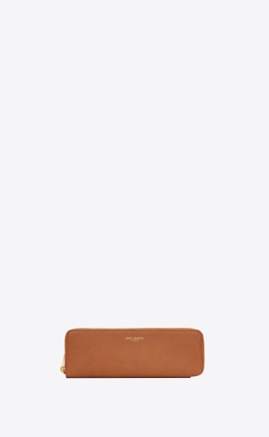 YSL Saint Laurent Paris Pencil Case In Vegetable-tanned Läder Mörkröda | GND862471