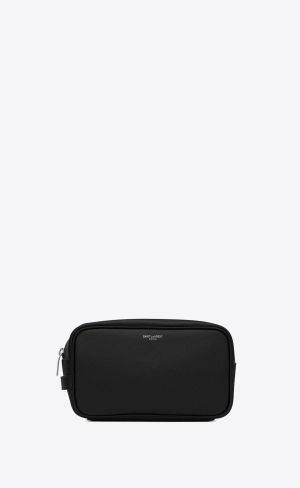 YSL Saint Laurent Paris Small Grooming Case In Grain De Poudre Embossed Läder Svarta | TUS563428