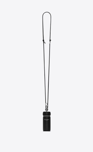 YSL Saint Laurent Paris Tube Necklace In Smooth Läder Svarta | YUQ745210