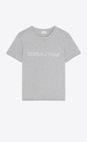 YSL Saint Laurent Reverse T-shirt Gris Chine Et Naturel | VED813029