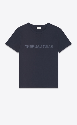 YSL Saint Laurent Reverse T-shirt Marinblå | OHG825396