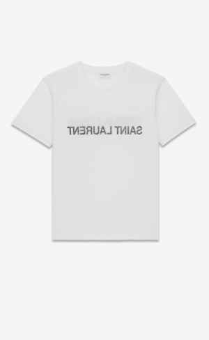 YSL Saint Laurent Reverse T-shirt Naturel Et Noir | GDY547693