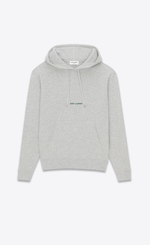 YSL Saint Laurent Rive Gauche Hoodie Gris Chine Et Vert | VWM604175
