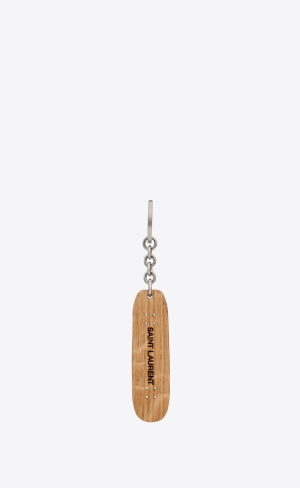 YSL Saint Laurent Skateboard Keyring In Wood Wood | FWE574631