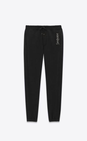 YSL Saint Laurent Sweatpants In Fleece Noir Et Naturel | CAJ951248